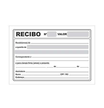 BLOCO RECIBO 12X8 CM simples 100 folhas.