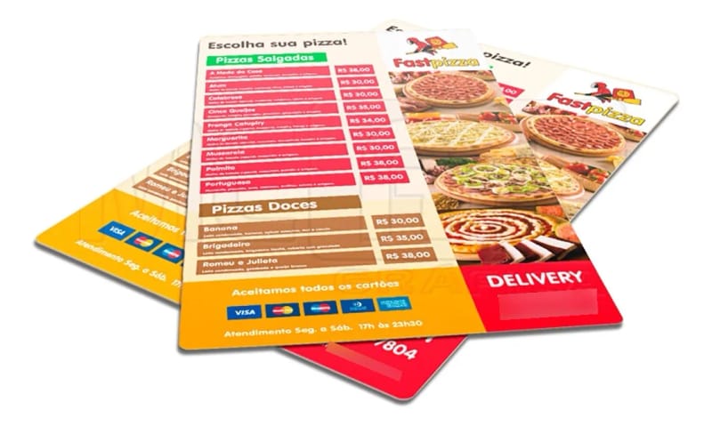 Cardapio PVC Tamanho 18x21 cm