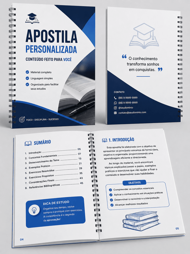 Impressão de Apostila Colorida 4x4 (Cobrança por Folha)